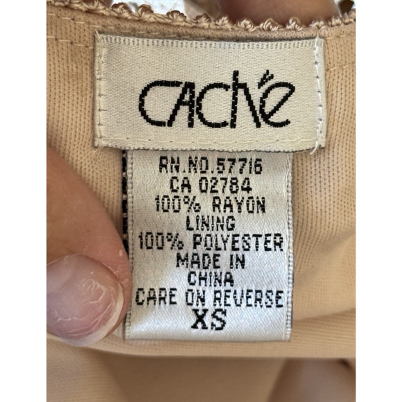 Vtg Caché Dress Crochet Midi Art Deco Flapper Gatsby Ethereal Romantic Retro, XS - Picture 7 of 8